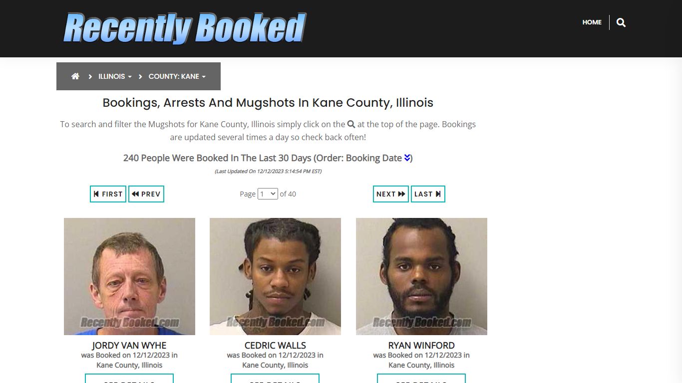 Recent bookings, Arrests, Mugshots in Kane County, Illinois
